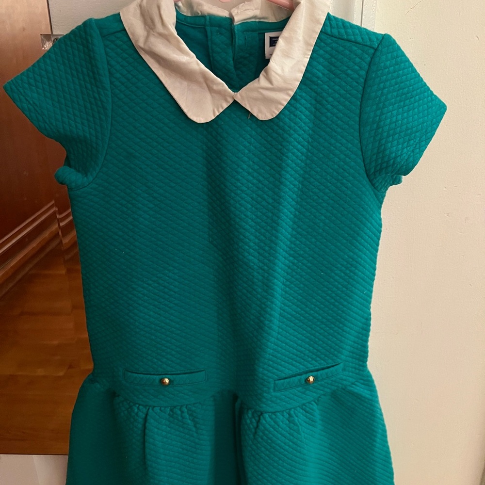 Elegant Green Kids Dress with White Collar